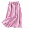 thumbnail image 2 of Women's Embroidery Cotton Linen Midi Skirts A Line Flowy Swing Elastic Waist Bohemian Skirt Casual Beach Party Skirt Pink XL, 2 of 7