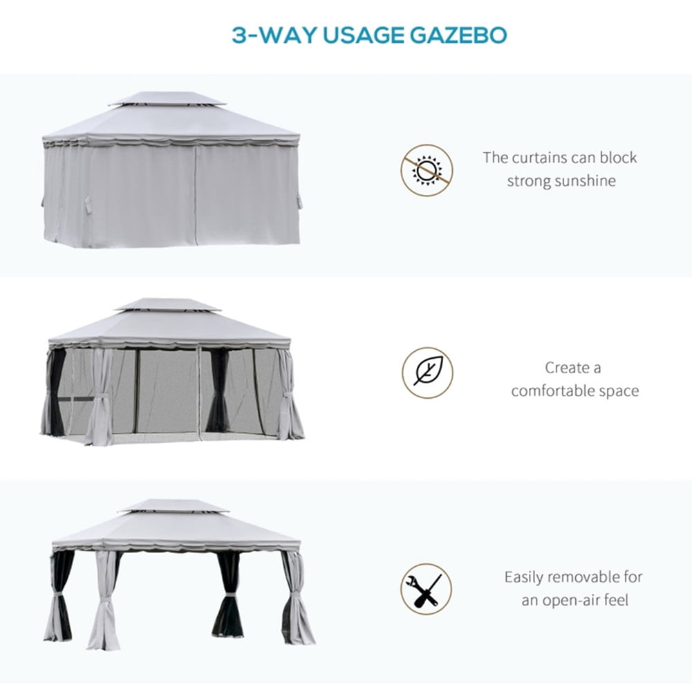 Spaco 10Ft x 13Ft Patio Gazebo-Gray, Easy Up Screened Canopy for Patio and Backyard, Easy Set-up Outdoor Gazebo