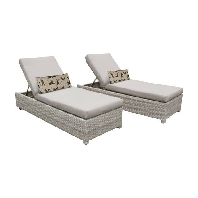TK Classics Fairmont Wheeled Wicker Outdoor Chaise Lounge Chair - Set of 2