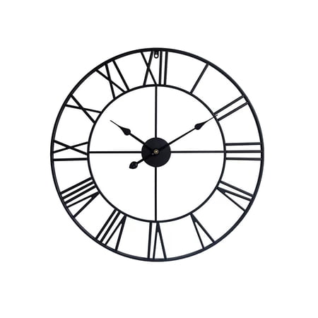 Roman Numeral Open Frame Wall Clock, Large Minimalist Skeleton, Modern Decorative Hollow Round Wall