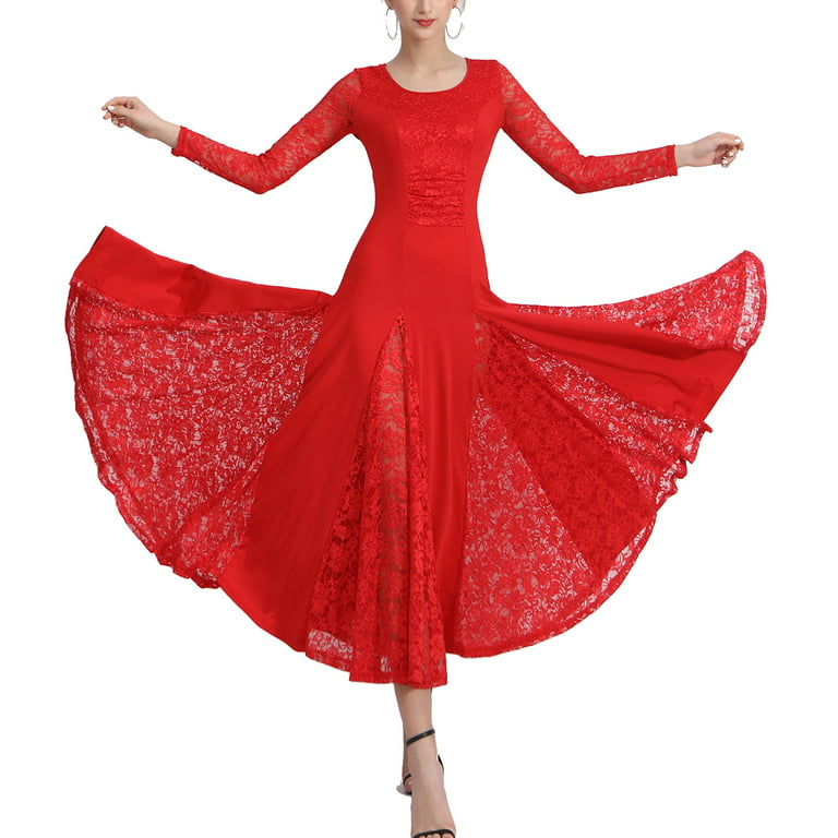 Foxtrot Latin Flamenco Modern Square Dance Sleeve One Piece