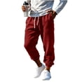 thumbnail image 3 of Sweatpants Pants for Men Sports Leisure Solid Color Elastic Waist Drawstring Straight Long Pants with Pocket, 3 of 8