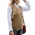 thumbnail image 2 of Oversized Sweater Vest for Women V Neck Sleeveless Solid Color Loose Pullover Sweater Khaki L, 2 of 9