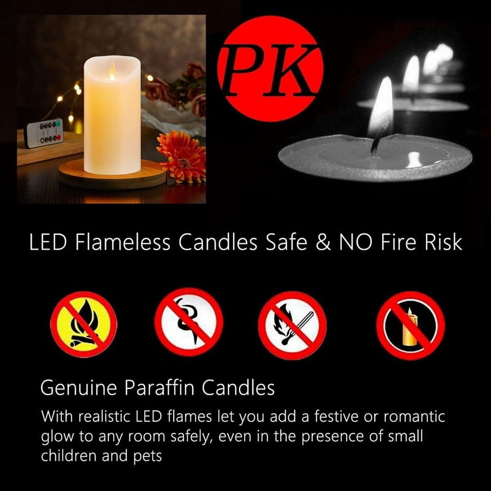 LED Flickering Flameless Candles,Rechargeable Candle,Real Wax Candles with Remote Control,Electronic Waving Lamp Glossy