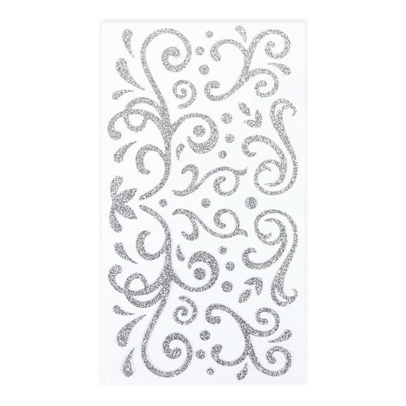Recollections Silver Glitter Swirl Stickers, 12 Pack