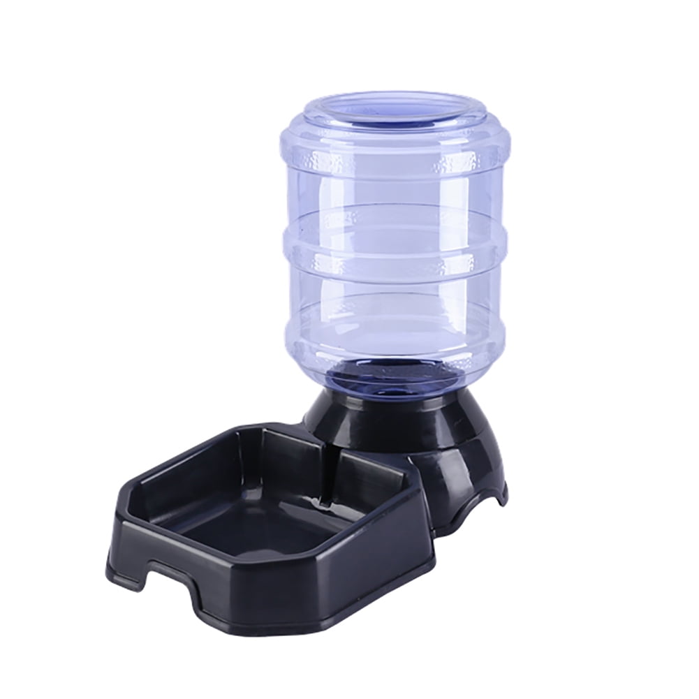 Walbest Cat Dog Automatic Feeding Dispenser & Water Bowl - Large Capacity 3.8L Automatic Feeding Food Water Dispenser Drinking Fountain for Pets (Black Square)