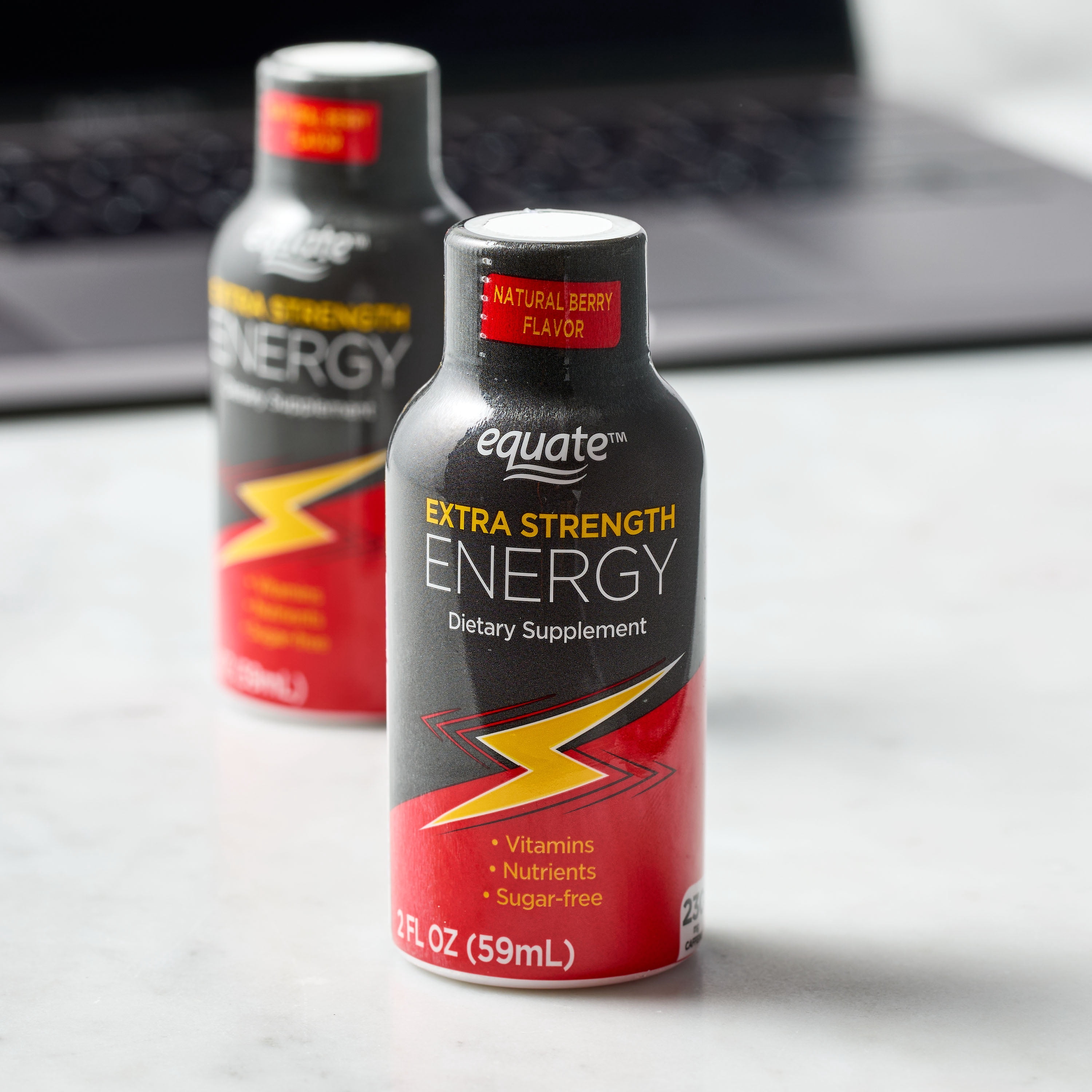 Equate Extra Strength Energy Dietary Supplement, Caffeine 230mg, Berry Flavor, 2 oz