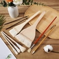 thumbnail image 4 of 9Pcs Ceramic Glaze Brush Set,for Acrylic Painting Artist Wool Brush Fan Brush Flat Brush for Watercolor Oil Art Painting, 4 of 5