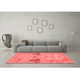 thumbnail image 3 of Ahgly Company Machine Washable Indoor Square Abstract Red Modern Area Rugs, 4' Square, 3 of 4