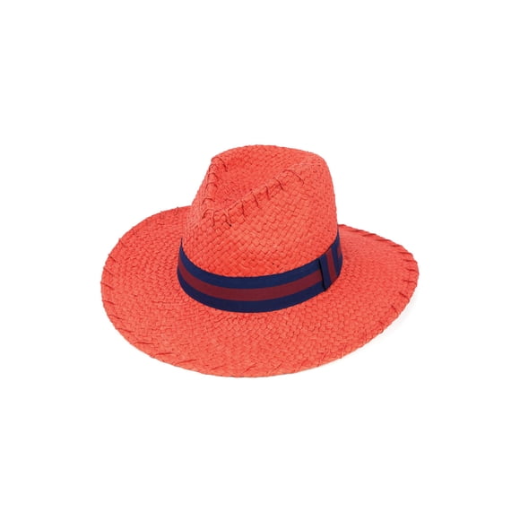 ChicHeadwear Womens Lala Paper Hat w/ Stitch - Red