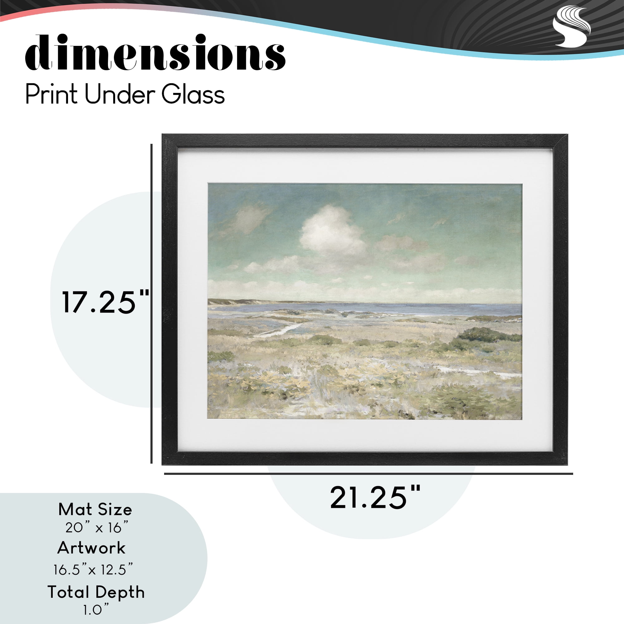 Stupell Industries Water View with Clouds Black Framed Print Under Glass, design by Christy McKee