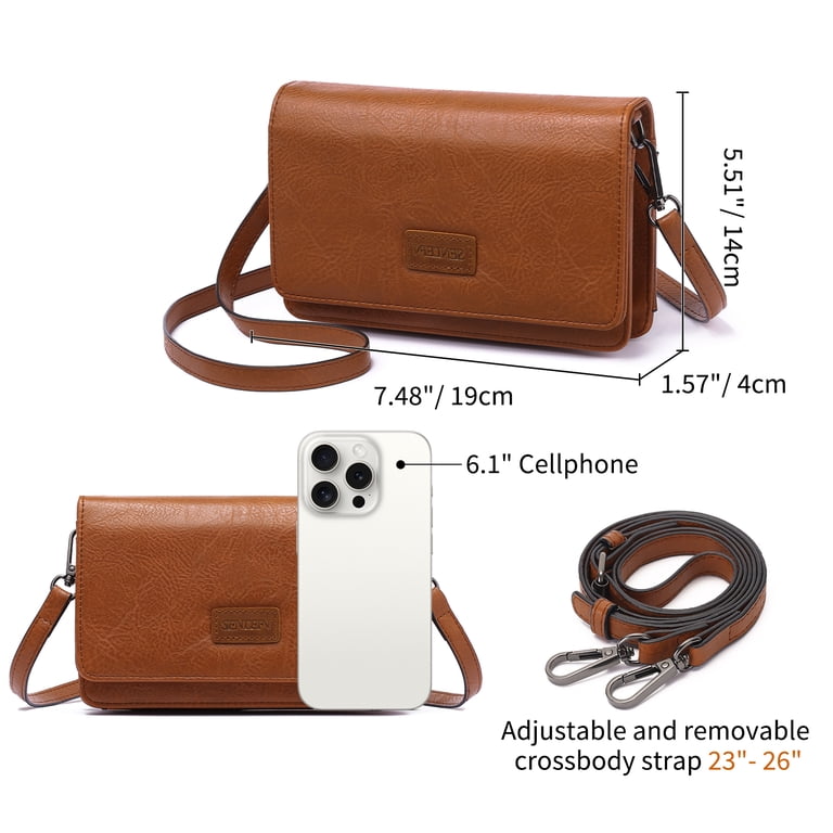 SENDEFN Leather Crossbody Clutch with RFID Blocking Card Slots photo 6