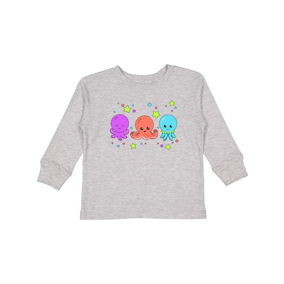 Inktastic Octopus Trio Cute Ocean Friends Boys or Girls Long Sleeve Toddler T-Shirt