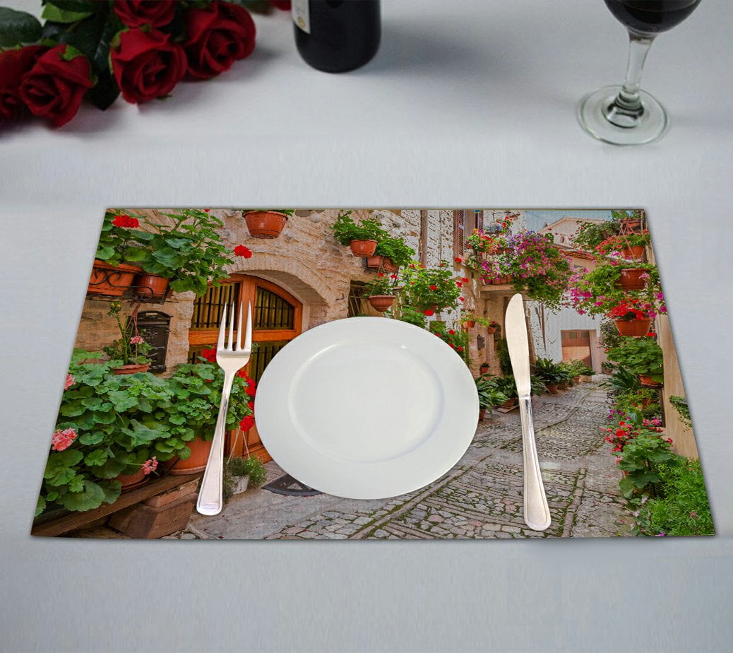 GCKG European Cityscape Placemat, Beautiful Italian Street in Small