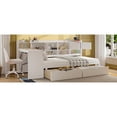 thumbnail image 5 of White L-shape Daybed With Thoughtful Storage, Twin Bed Built-in Desk & Bookcase Rich Storage Options, Multi-functional Shelf, 5 of 7