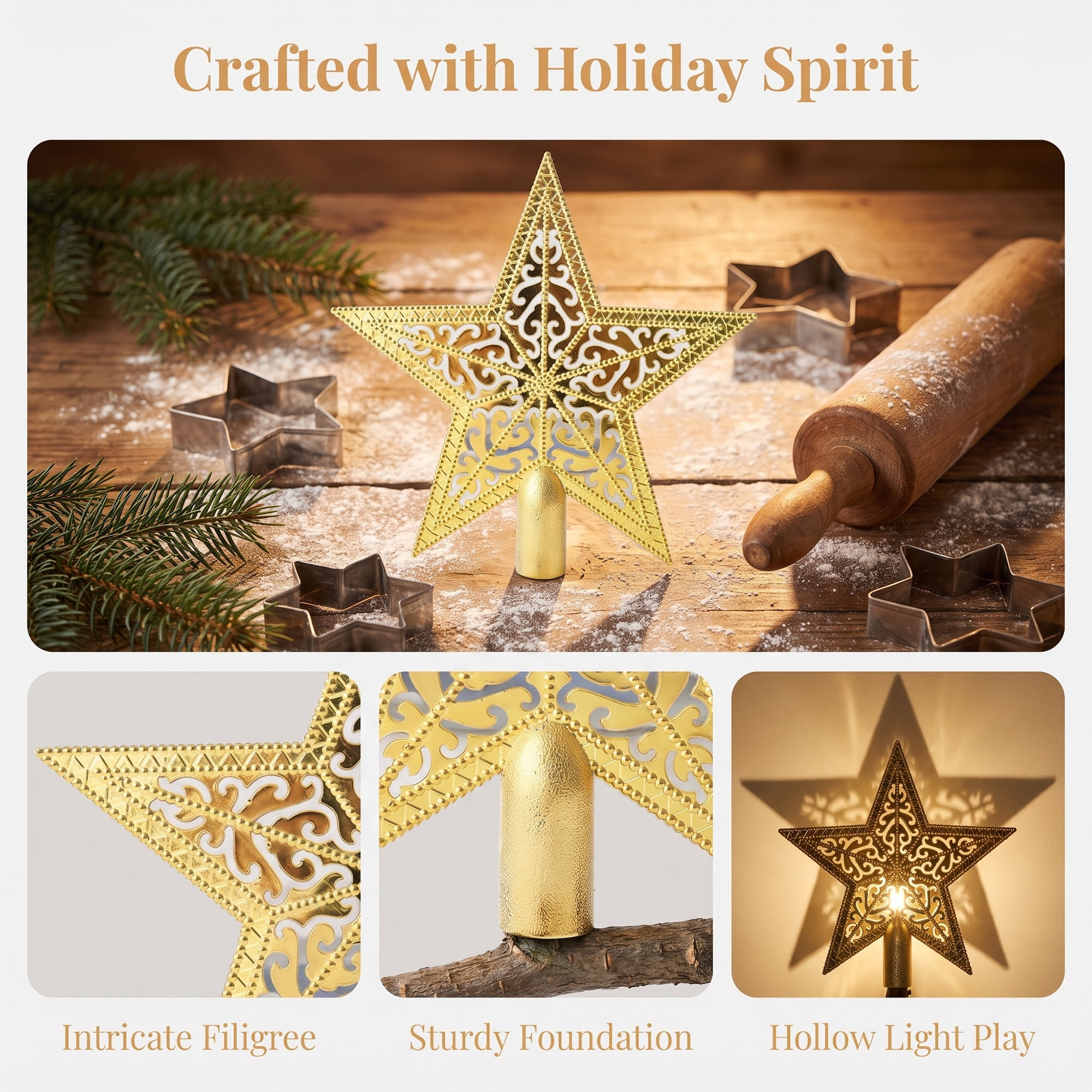 Unique Bargains Openwork Astral Motif Luxury Adjustable Invisible Canopy Accents Gold 5.9"