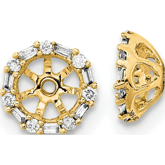 14K Yellow Gold Diamond Earring Jackets (Width 6) (Length 6) - Jbsp