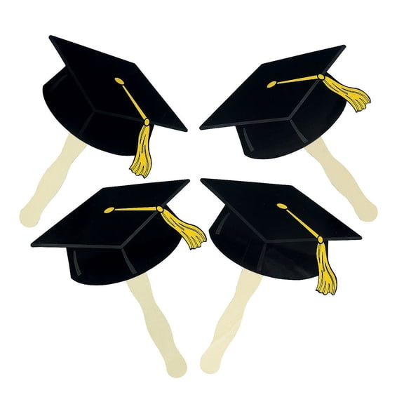Black Grad Cap Fan (Dz) - Party Supplies - 12 Pieces