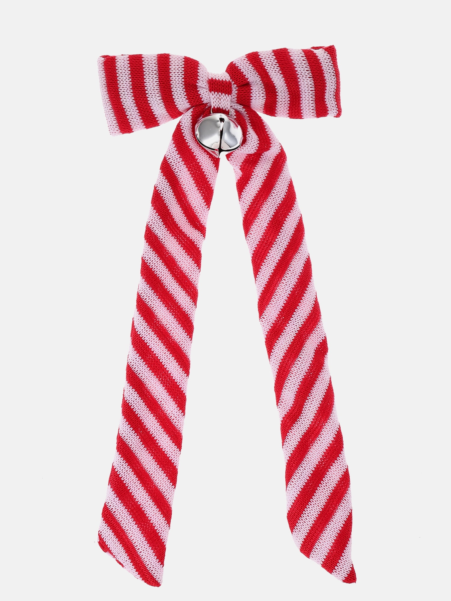 Way to Celebrate Holiday Women's Candy Cane Striped Hair Bow, Red/White, 1 Piece, Barrette Hair Clip