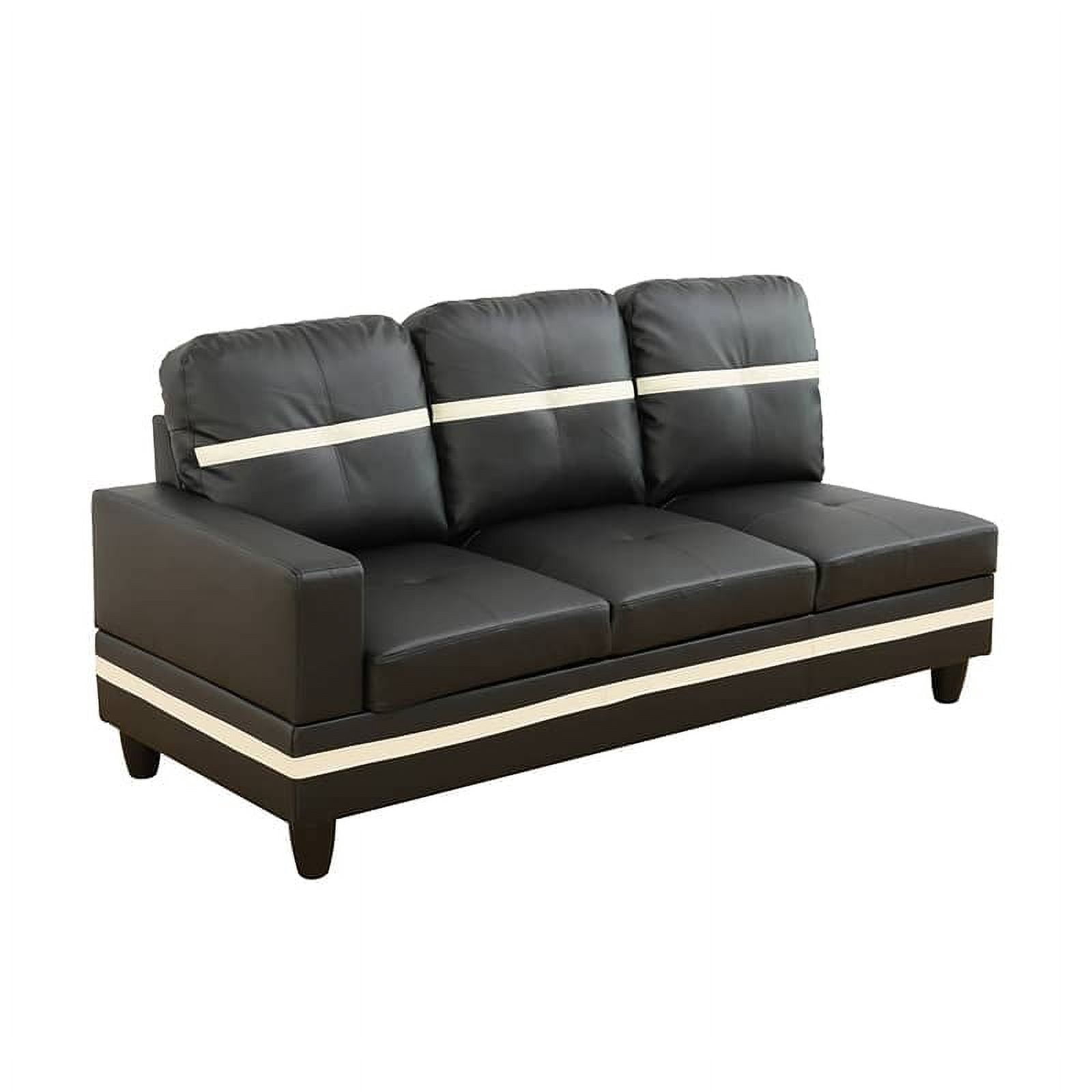 MAYEERTY 103.5" Modern Semi PU Leather 3-Piece Couch Set Black White Bold Contrast Modern Living Room