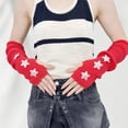 thumbnail image 5 of Eosunjian Autumn Winter Arm Accessories Knitted Arm Warmers for Girls Fingerless Long Wrist Gloves with Thumb Hole Stylish Star Design Soft Material for Street, 5 of 8