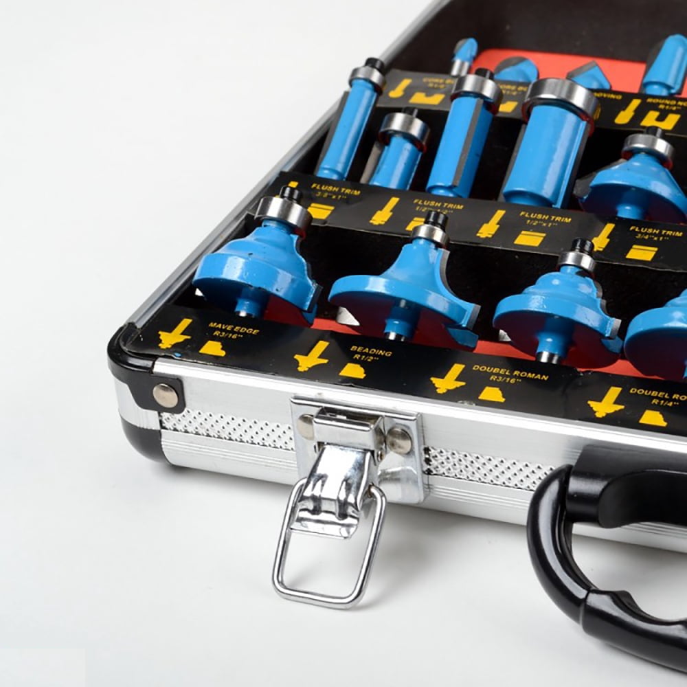 Voyager Tools 35-Piece Carbide-Tipped Router Bit Set with Tungsten Carbide Blades and Aluminum Carrying Case – Fits Wood, Plastic & Composite Materials