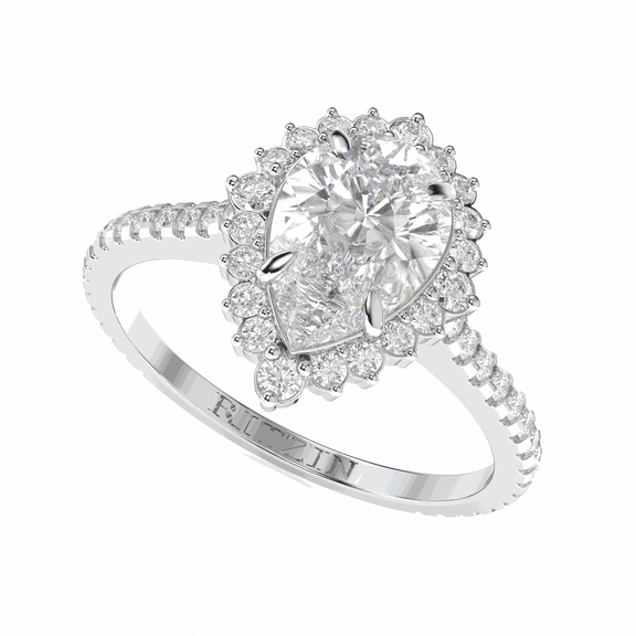 2.00 TCW Lab Grown Diamond Pear Cut Halo Engagement Ring 10K White Gold