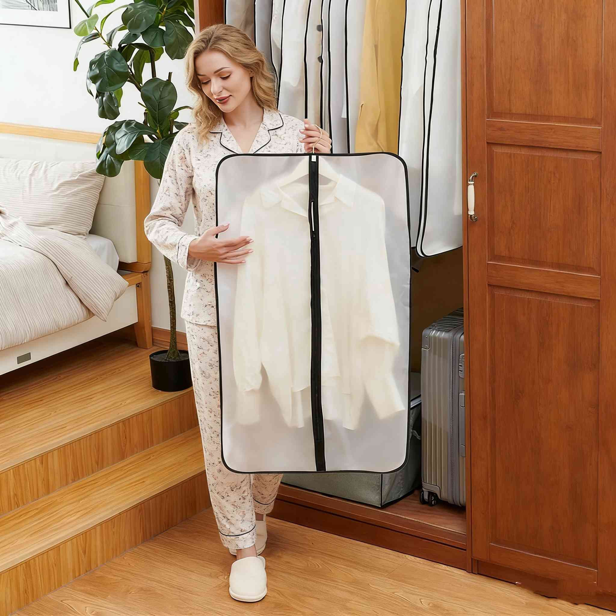 4Pcs Garment Bags for Hanging Clothes, Dustproof Suit Bags for Closet Storage - Durable PEVA Covers with Zipper for Coats, Jackets & Dresses (60 x 120cm)