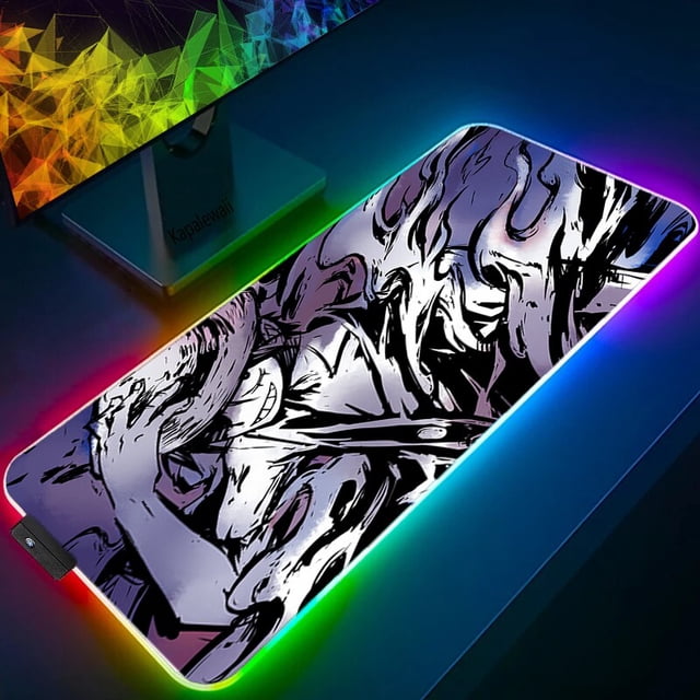 Alfombrilla de ratón RGB de una pieza, accesorios Kawaii para juegos, alfombrilla antideslizante para ratón, luz LED de Anime, alfombrilla para teclado Xxl LIUWENJING unisex