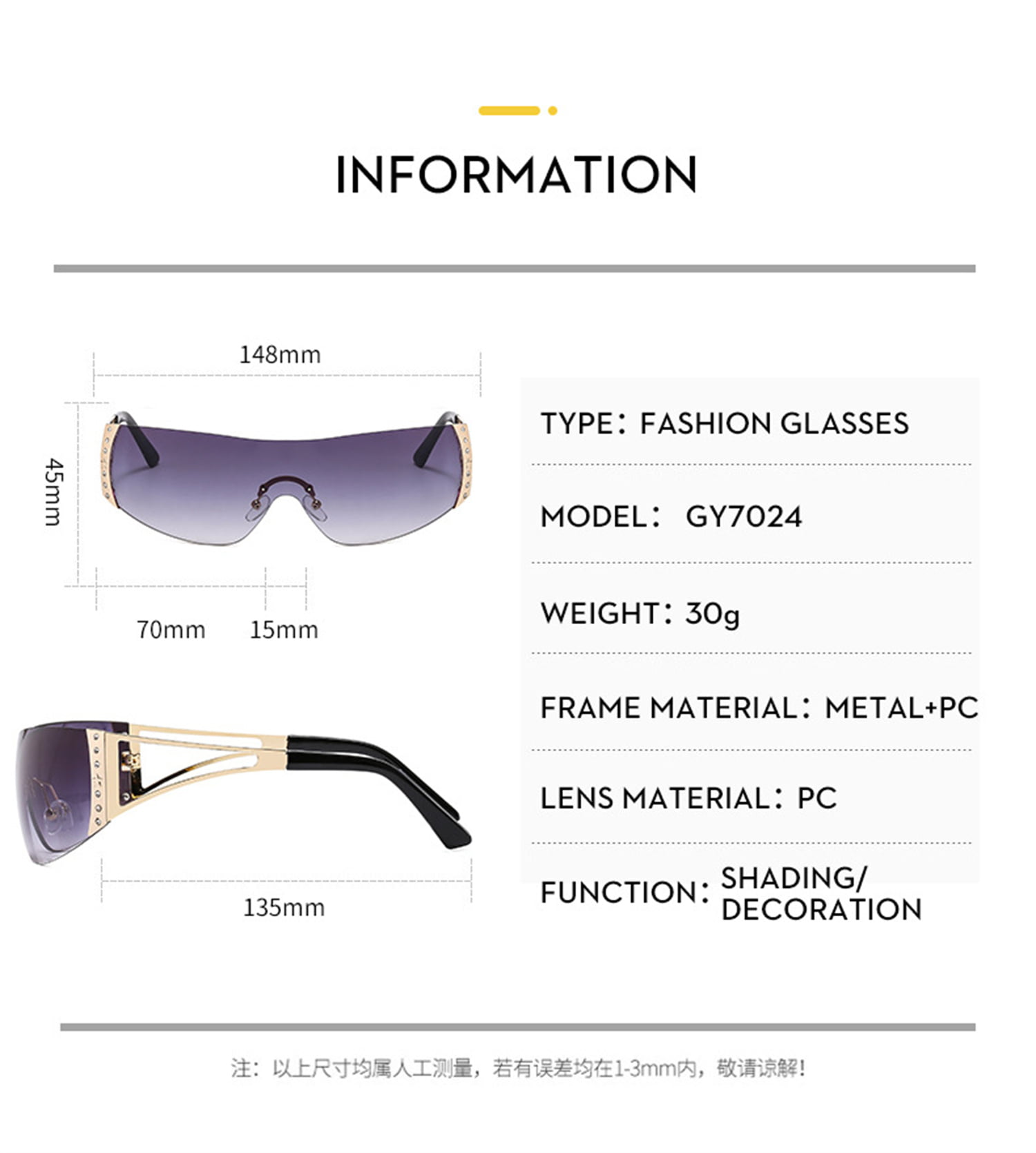 Y2K Sunglasses For Women Men Fashion Shield Rimless Wrap