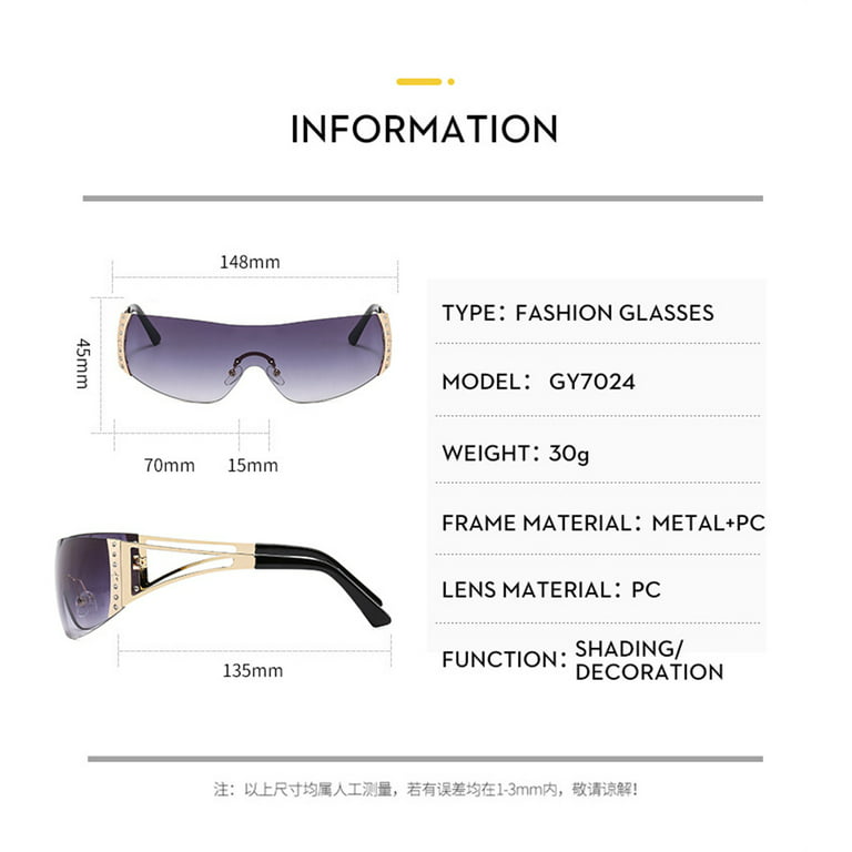FashionMio Wrap Around Y2K Sunglasses for Women Men Shield Flat Top Sunglasses Futuristic Frameless Gradient Lens Sun Glasses, Adult Unisex, Size: One