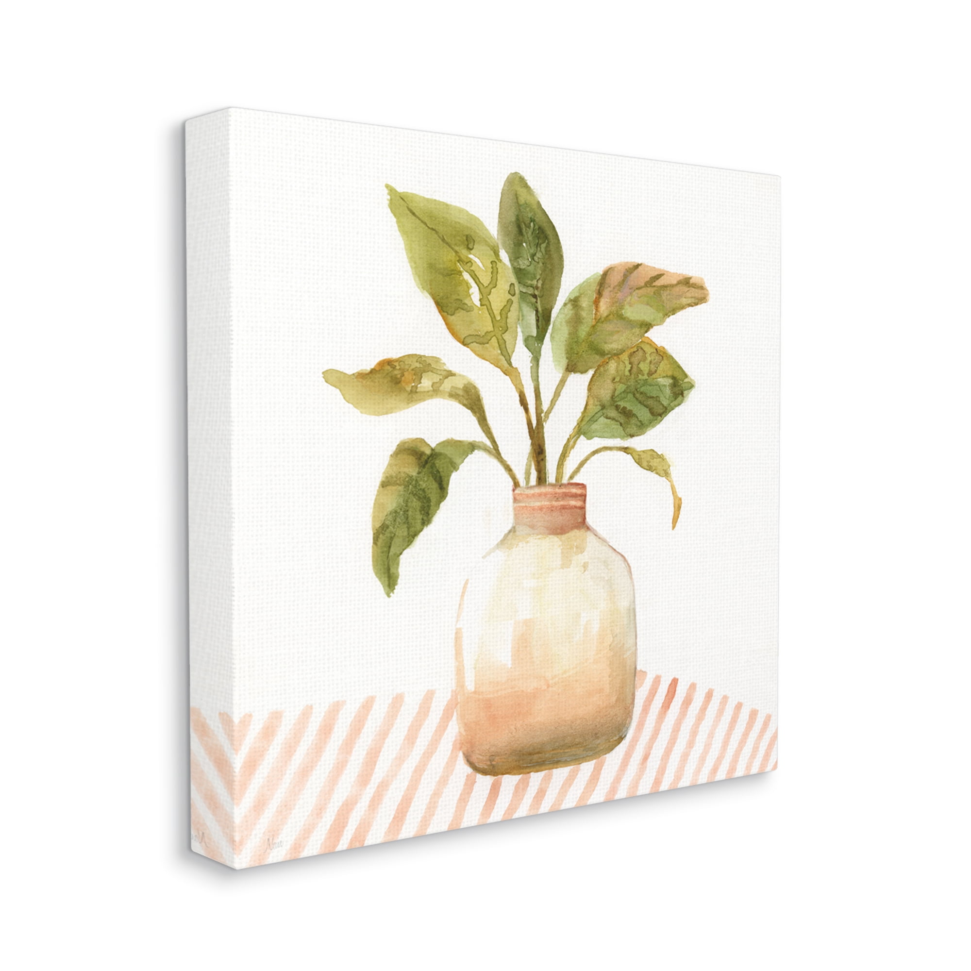 Stupell Industries Calathea Plant Jar Abstract Furniture Striped Tablecloth ,36 x 36, Design by Nan