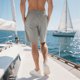 thumbnail image 5 of pstuiky Abreviatura para hombres, Pantalones de cuero con etiqueta y cintura elástica para hombre, color liso, a la moda Pantalones cortos cargo, 5 of 8