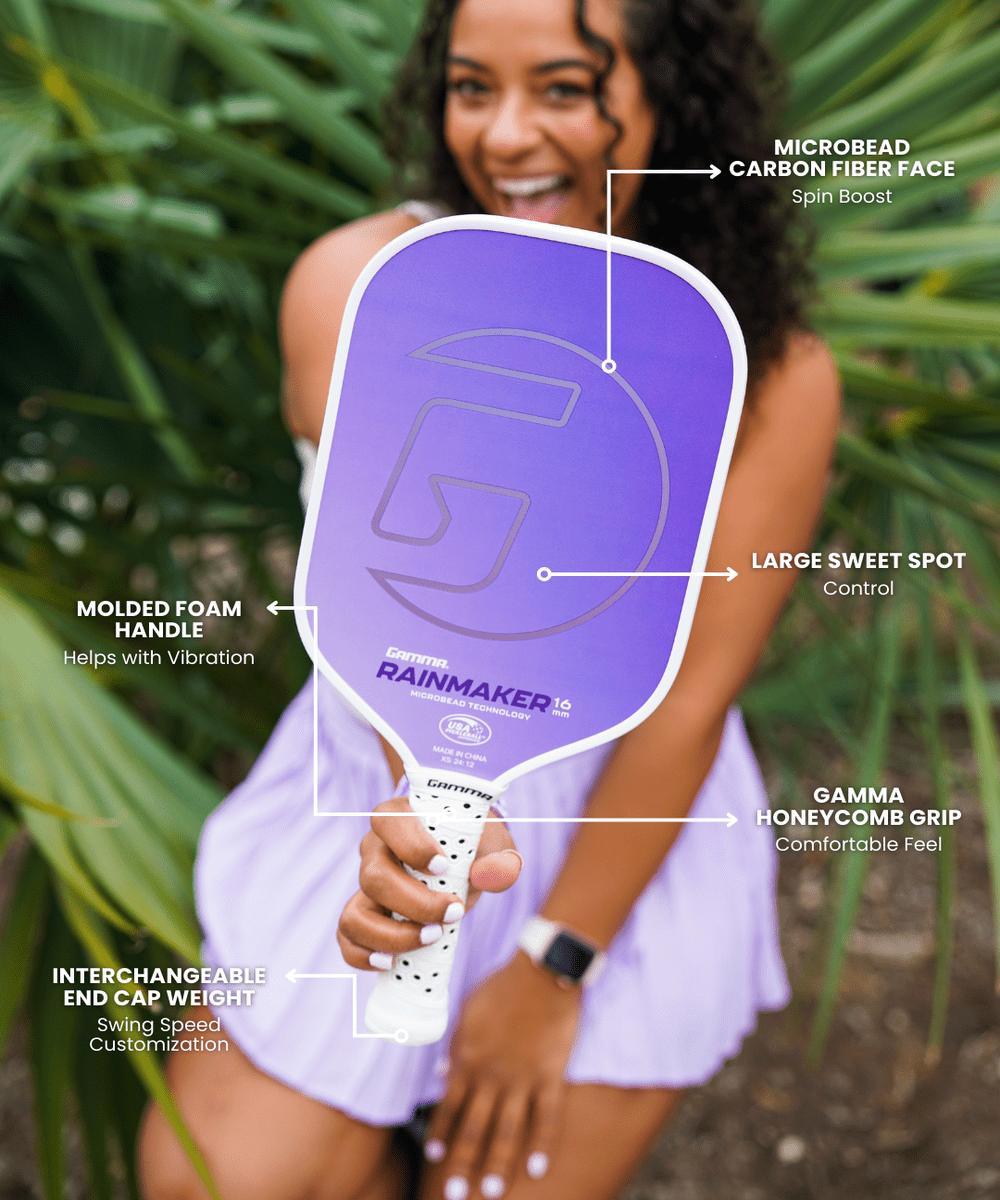 GAMMA Rainmaker 16 Microbead Pickleball Paddle - Purple
