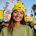 thumbnail image 3 of Dalix Butterfly Embroidered Beanie Insect Warm Winter Knit Hat for Women in Yellow, 3 of 5