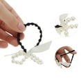 thumbnail image 2 of Unique Bargains 1 Pc Elegant Bow Pearl Scrunchies Hair Elastic Band white, 2 of 5