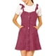 thumbnail image 2 of INSPIRE CHIC Vestido Corto de Botones en A de Suede Sintético para Mujeres en Rojo Vino, 2 of 6