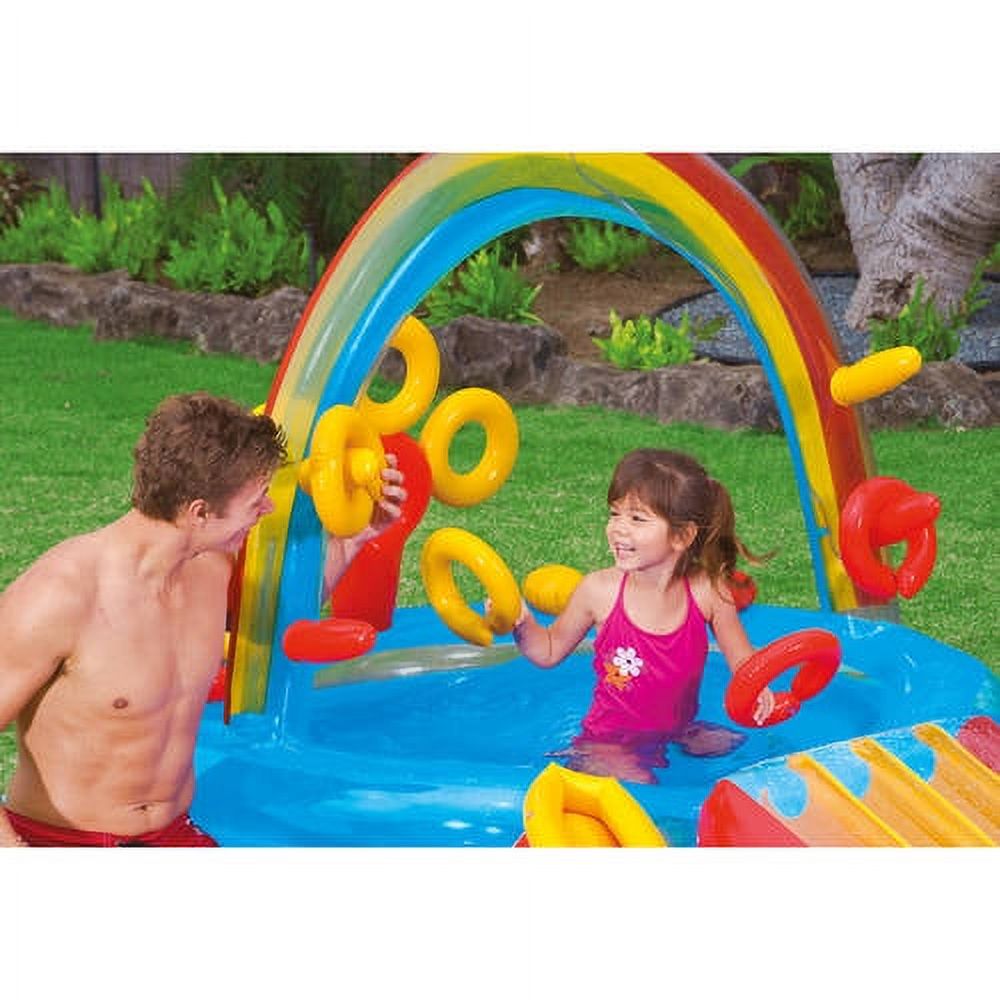 Intex 9.75ft x 6.3ft x 53in Rainbow Ring Slide Kids Inflatable Pool (For Parts) - image 4 of 5