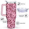 thumbnail image 3 of 40oz Fashion Leopard Pattern Stainless Steel Flip Straw Tumbler Spill Proof Travel Cup Double Wall Vacuum Insulated Coffee Mug with Top Handle, 3 of 6
