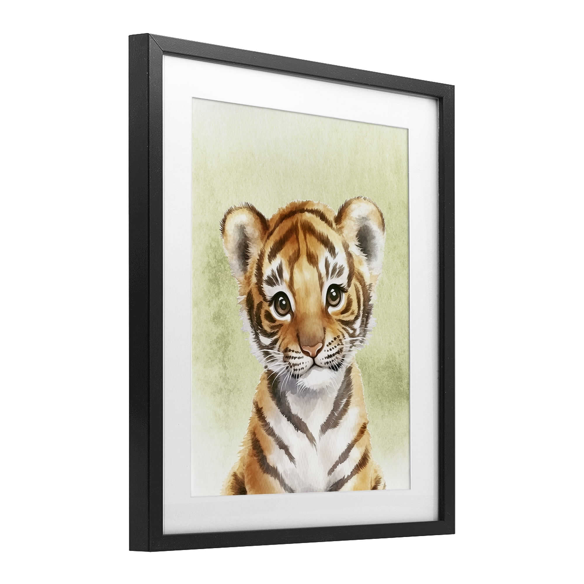 Stupell Industries Jungle Friends Baby Tiger Black Framed Print Under Glass, design by Christine Simpson Art