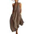 thumbnail image 2 of Favoffer Women's Deep V Neck Jumpsuit Sleeveless Loose Wide Leg Side Pocket Casual One Piece Outfit Fashion Daily Bottom for Party Indoor Leisure, 2 of 5