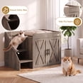 thumbnail image 3 of Cat Litter Box Enclosure, 32" Hidden Litter Box Furniture with Pet Stairs , Cat Washroom with Large Interior, Farmhouse Indoor Litter Box Cabinet, Grey, 3 of 10