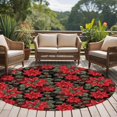 thumbnail image 4 of Round Rugs 6Ft, Christmas Poinsettia Round Area Rug Washable Indoor Throw Carpet, Xmas Floral Botanical Red Black Soft Non Slip Circle Rug for Office Cabinet Home Decor Aesthetic, 4 of 8