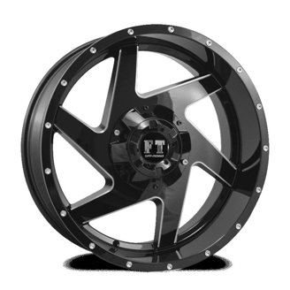 TUFF T2A 22x12 Gloss Black Wheels With Milled Spokes - 8x170 Bolt Pattern, -45 Offset, For Trucks & Jeeps 1 thumbnail image