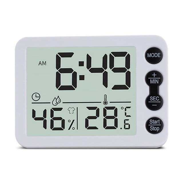 Inteprter Reloj Digital de escritorio, Sensor Dual, alarma electrónica, termómetro, botón de operación, funciona con batería, temporizador LCD, Type7 NO7 Inteprter HA009472-02B