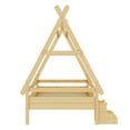 thumbnail image 4 of Miniyam Twin House Platform Bed with Stairs, Solid Wood Kids Bed with Low Profile Design, Natural, 4 of 7