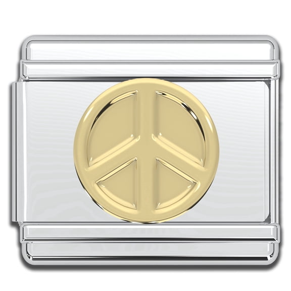 Fablinks Italian Y2K Bracelet Charms, 9mm Stainless Steel Charm Link for Women, Modular Jewelry Links ( Peace Gold Charm )