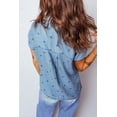 thumbnail image 2 of Women's Beau Blue Star Allover Print Denim Shirt – Short Sleeve Casual Wear for Daily Adventures, L, 2 of 6