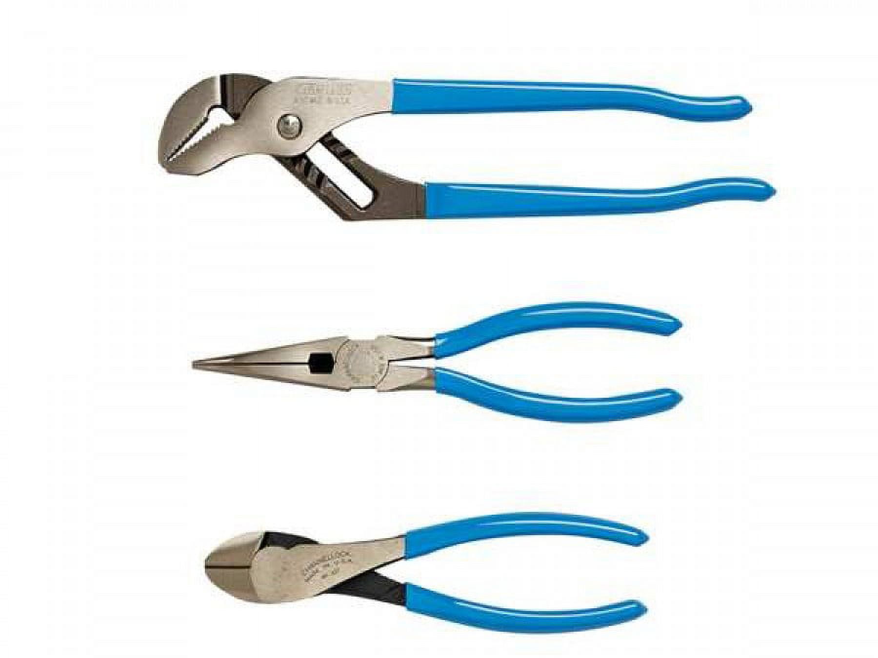 CHANNELLOCK Technicians Pliers Set with Tool Roll, Includes Tongue & Groove, Crimping, HL Diagonal Cutting, Long Nose and Slip Joint Pliers, Made in USA, 5-tool set (TOOL ROLL-1)