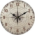 thumbnail image 1 of Reloj de pared vintage con brújula náutica de 12 pulgadas, silencioso, digital, redondo, funciona con pilas, para decoración del hogar, sala de estar, cocina y oficina., 1 of 9